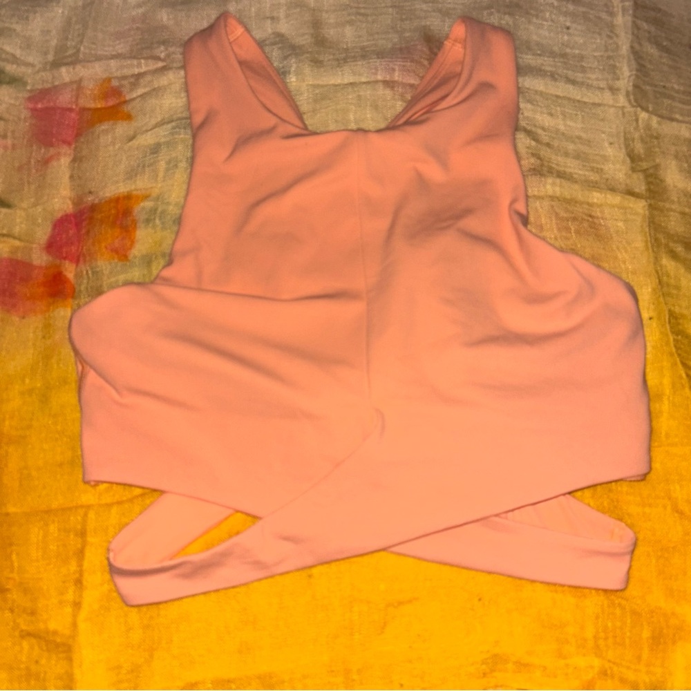Athleta Orange Sports Bra Crop Top Wrap Size small- read description